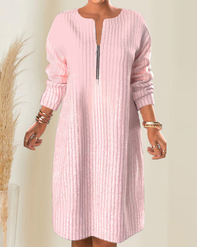 Nalea - Einfarbiges Kleid Mit Reissverschluss