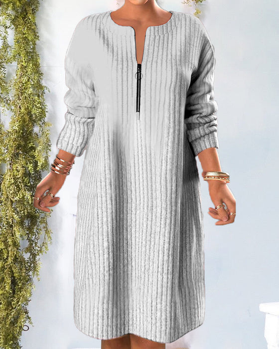 Nalea - Einfarbiges Kleid Mit Reissverschluss