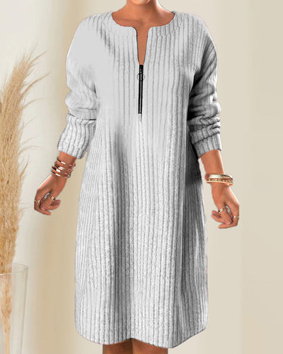 Nalea - Einfarbiges Kleid Mit Reissverschluss