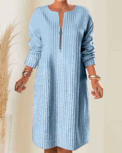 Nalea - Einfarbiges Kleid Mit Reissverschluss