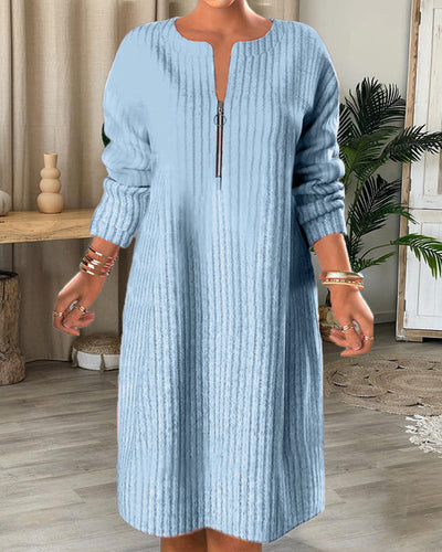 Nalea - Einfarbiges Kleid Mit Reissverschluss