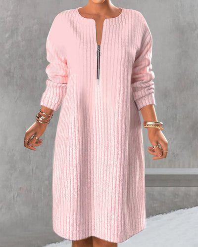 Nalea - Einfarbiges Kleid Mit Reissverschluss