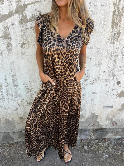 Floris - Leopardenmuster V-Ausschnitt Jumpsuit