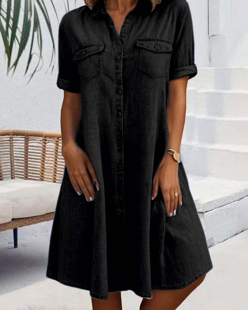 Joanna - Kurzärmeliges Midikleid