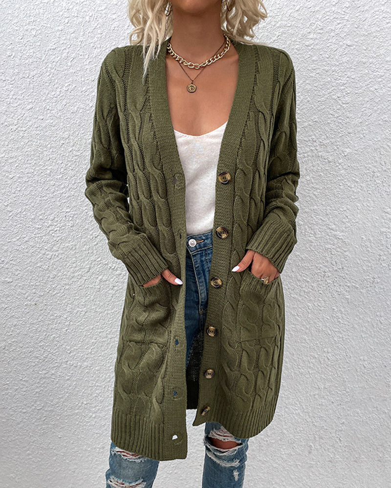 Stilvolle Anna Langarm-Strickjacke in Uni-Farbe