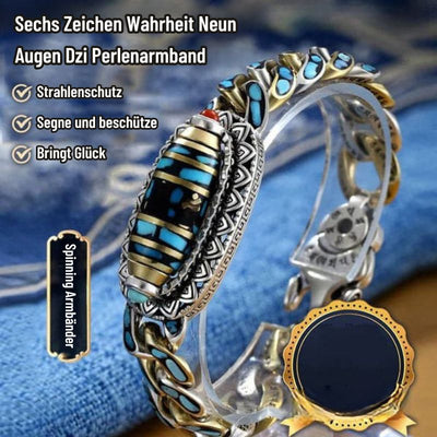 DziVana - Dzi Armband Mit Sechs Zeichen Mantra in Türkis