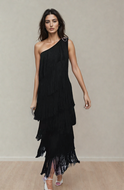 Tamira – Langes Kleid mit Schräger Schulterpartie