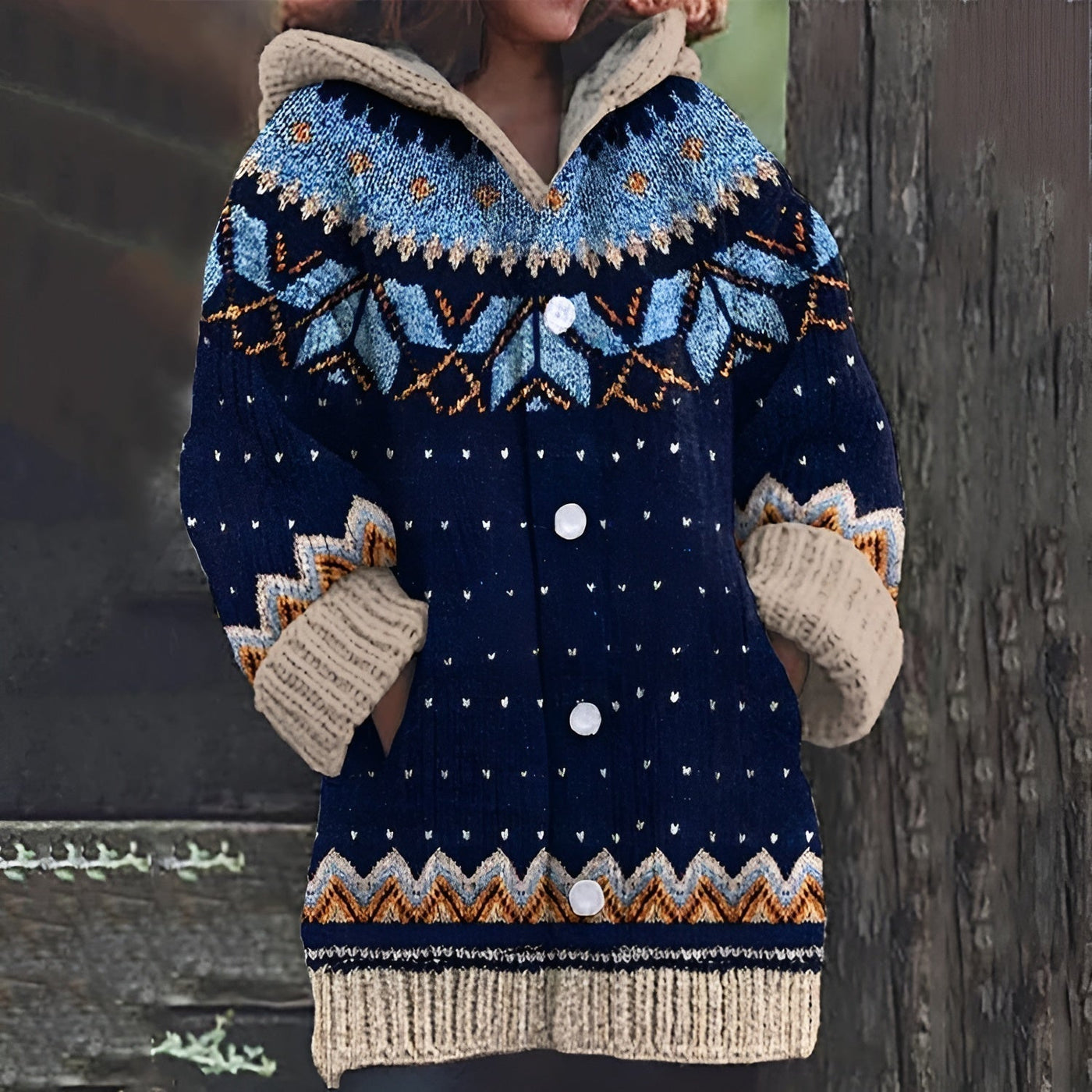 Joyika –  Gestrickt Wolle Strickjacke