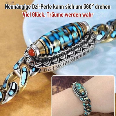 DziVana - Dzi Armband Mit Sechs Zeichen Mantra in Türkis