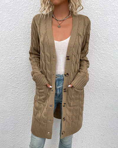 Stilvolle Anna Langarm-Strickjacke in Uni-Farbe