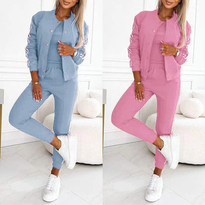 Kendra - Rundhalsausschnitt Jacke und Hose 3 Stück Set