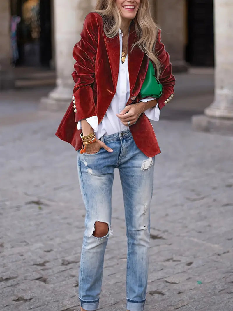 Desiree - Eleganter Retro Blazer Mit Einem Knopf