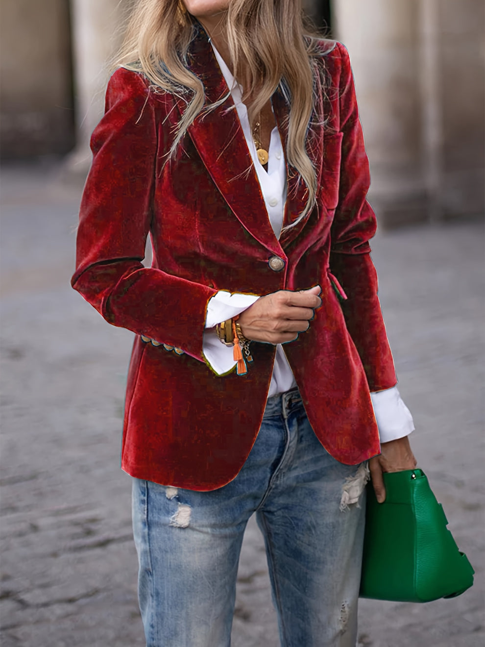 Desiree - Eleganter Retro Blazer Mit Einem Knopf