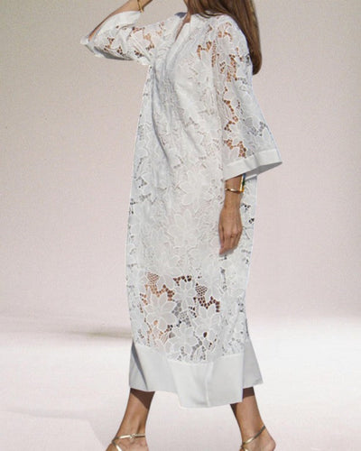 Hafina – Luxuriöses Spitze Maxikleid