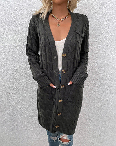 Stilvolle Anna Langarm-Strickjacke in Uni-Farbe