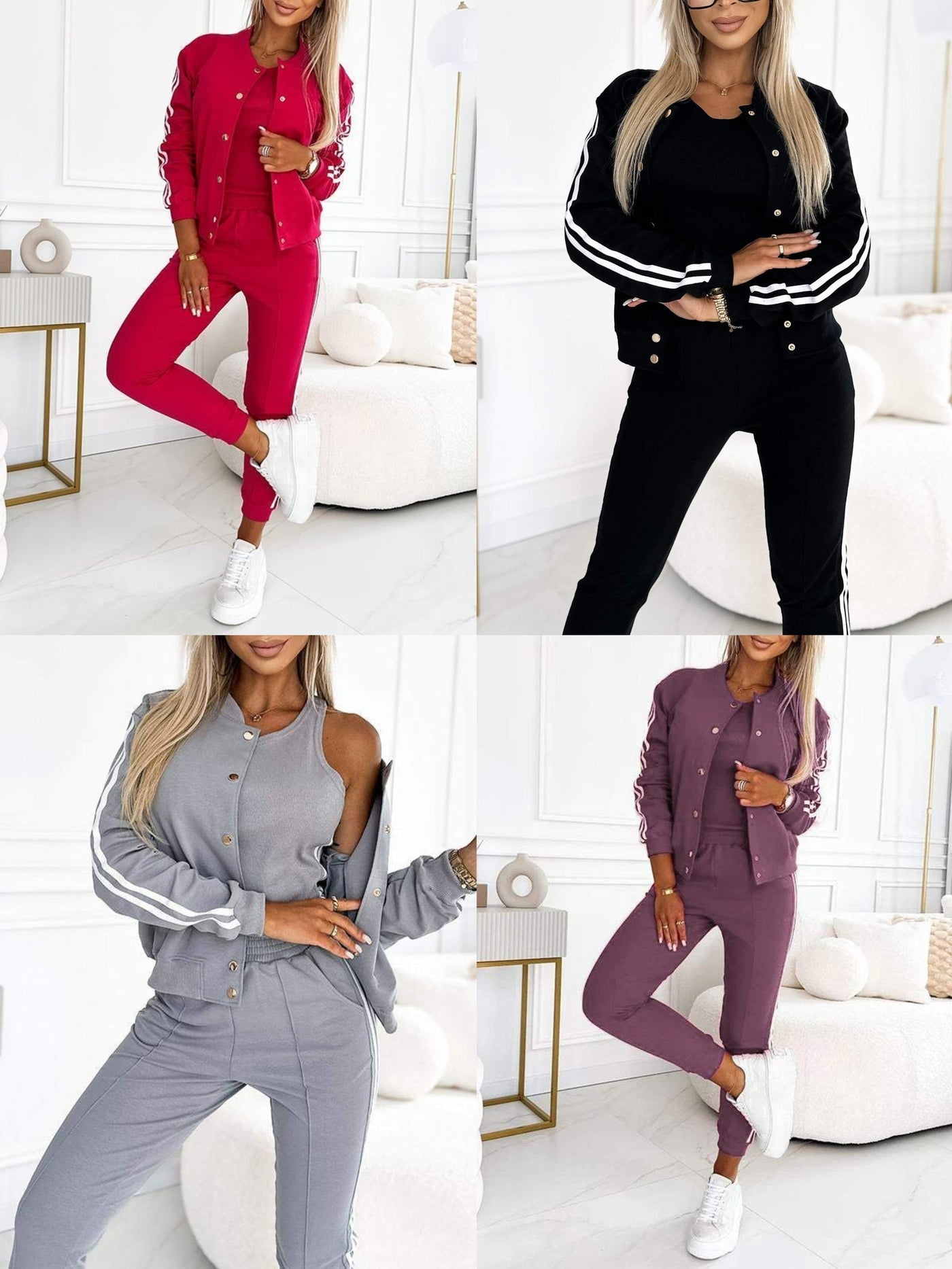 Kendra - Rundhalsausschnitt Jacke und Hose 3 Stück Set