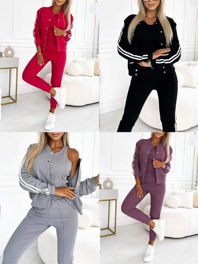 Kendra - Rundhalsausschnitt Jacke und Hose 3 Stück Set