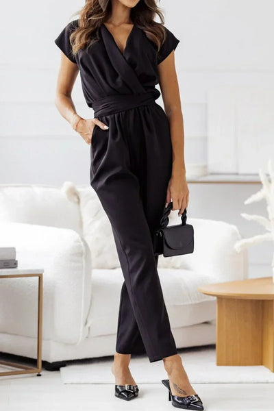 Maryana - Kurzärmeliger Jumpsuit Mit V-Ausschnitt