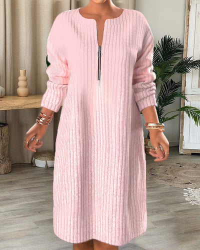 Nalea - Einfarbiges Kleid Mit Reissverschluss