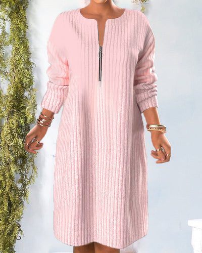 Nalea - Einfarbiges Kleid Mit Reissverschluss