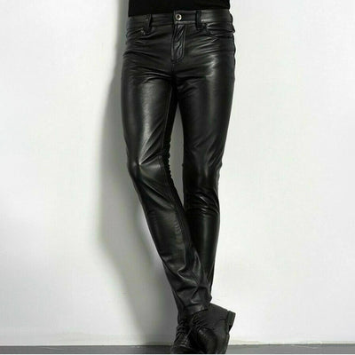 Stylische schwarze Kunstlederhose für Männer - BRENT