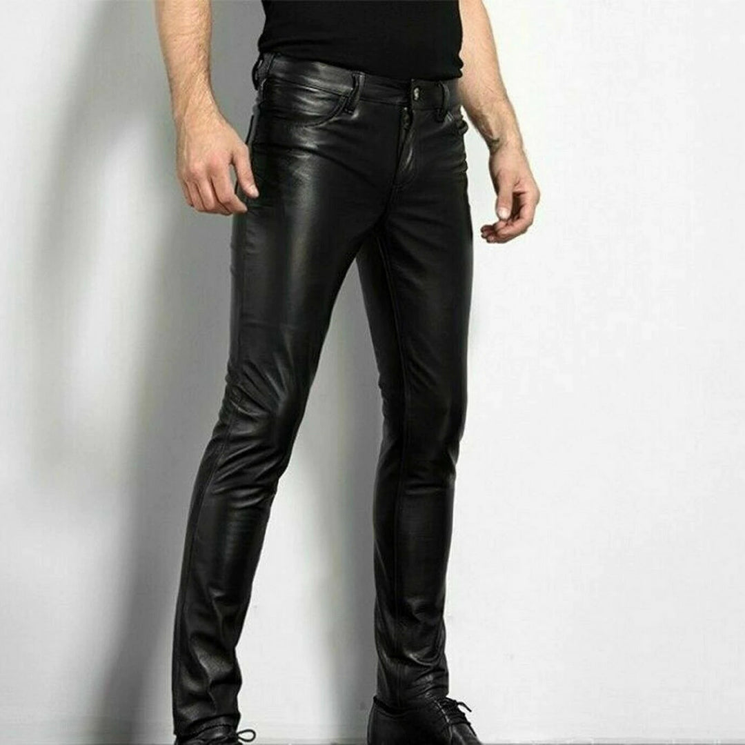 Stylische schwarze Kunstlederhose für Männer - BRENT