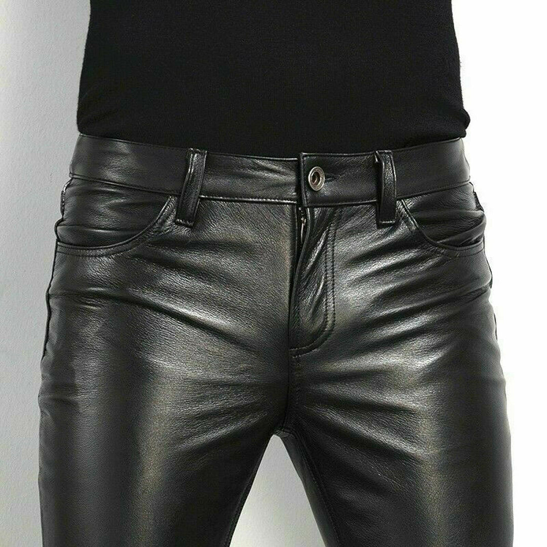 Stylische schwarze Kunstlederhose für Männer - BRENT