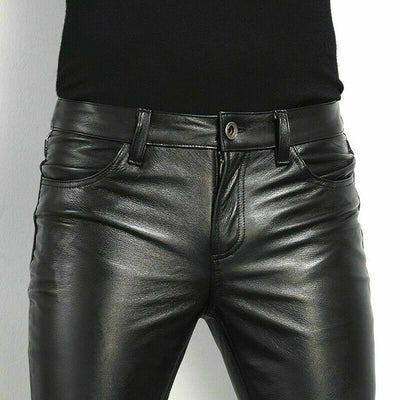 Stylische schwarze Kunstlederhose für Männer - BRENT
