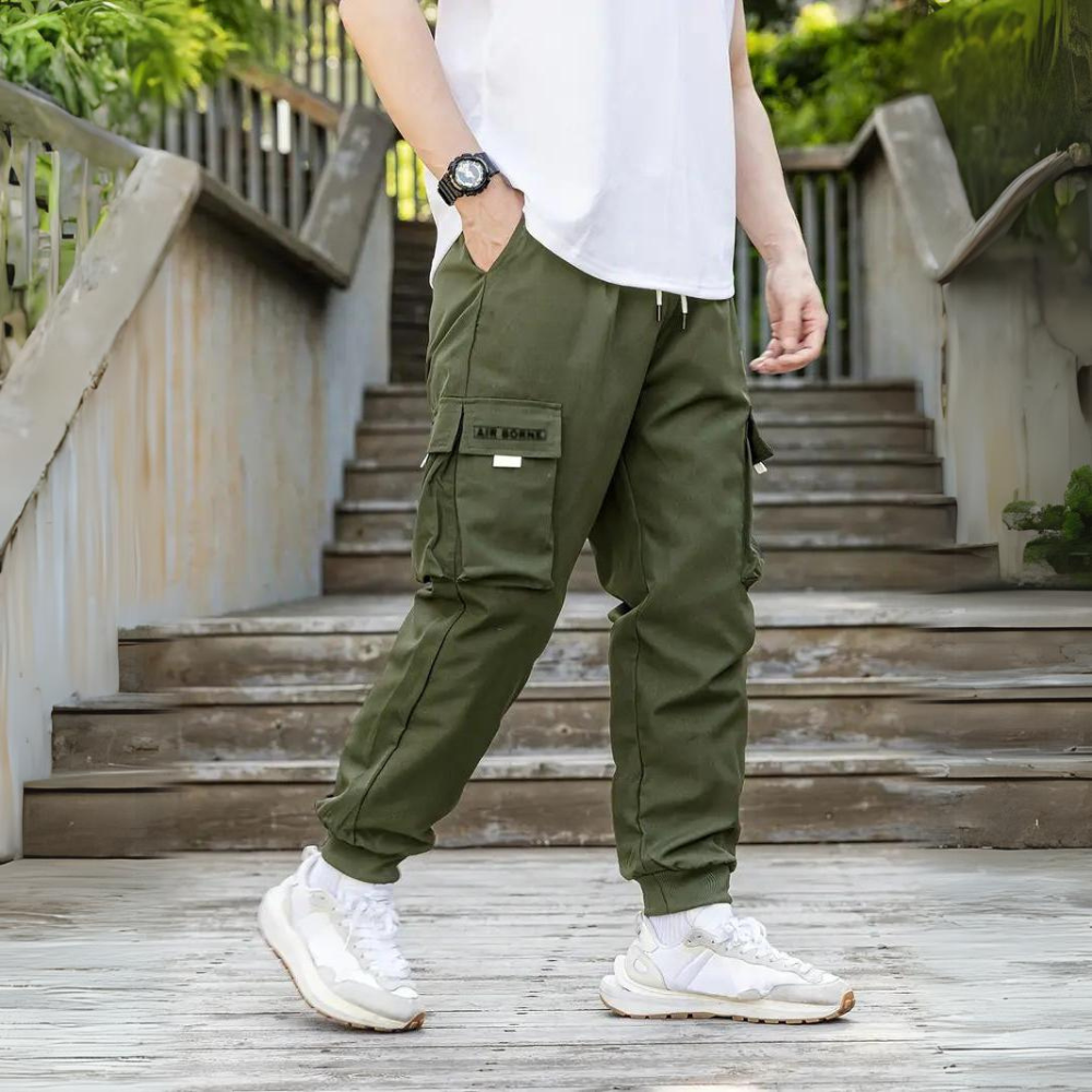 ATHANASIOS - Stylische Herren Cargo-Hose mit verstellbarem Kordelzug