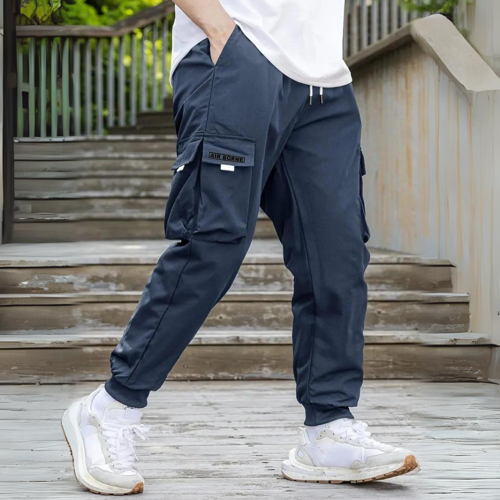 ATHANASIOS - Stylische Herren Cargo-Hose mit verstellbarem Kordelzug