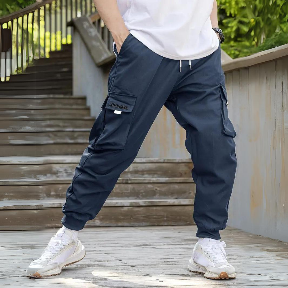 ATHANASIOS - Stylische Herren Cargo-Hose mit verstellbarem Kordelzug