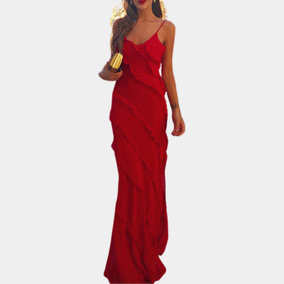 Adrienne - Stylisches langes Kleid für Frauen mit raffinierten Rüschen
