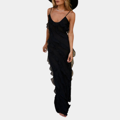 Adrienne - Stylisches langes Kleid für Frauen mit raffinierten Rüschen