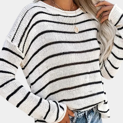 Trendy Urzula - Gestreifter Damenpullover von High Quality Knitwear