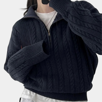 Schicker Damenpullover mit halbem Reißverschluss - perfekt für jede Gelegenheit!