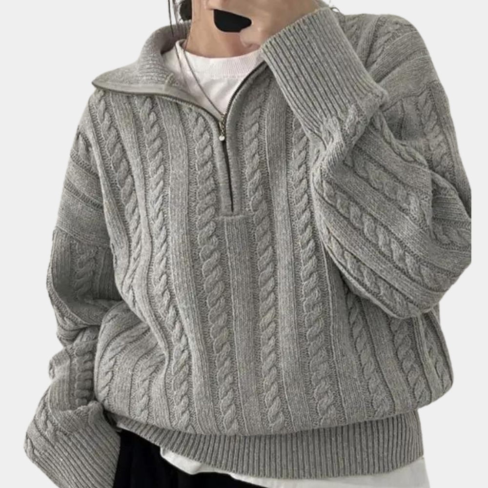 Schicker Damenpullover mit halbem Reißverschluss - perfekt für jede Gelegenheit!