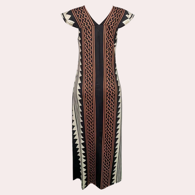 Adelina - Bezauberndes böhmisches Maxikleid mit einzigartigem geometrischem Muster