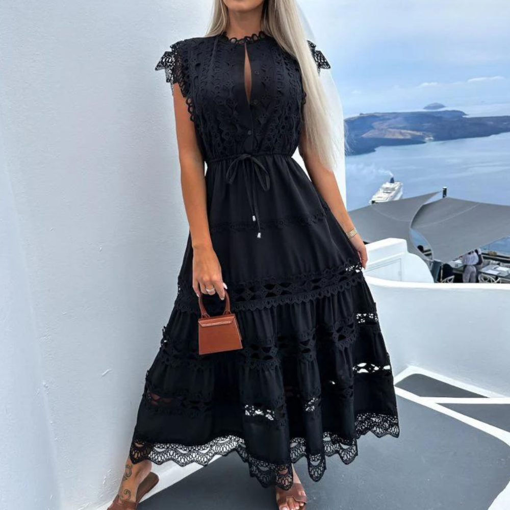 Antonina - Elegantes langes Spitzenkleid mit glamourösem Flair