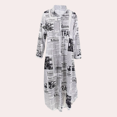 Antonia - Luxuriöses Kleid mit einzigartigem, künstlerischem Zeitungsdesign