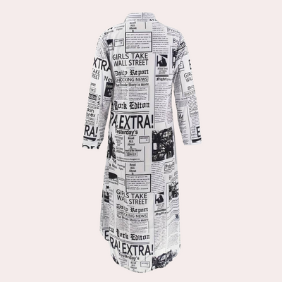 Antonia - Luxuriöses Kleid mit einzigartigem, künstlerischem Zeitungsdesign