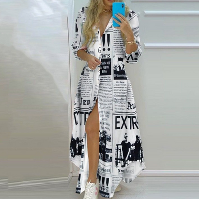 Antonia - Luxuriöses Kleid mit einzigartigem, künstlerischem Zeitungsdesign