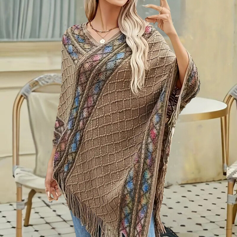 Zoi - Stylischer Boho Poncho für Frauen mit modischem V-Ausschnitt