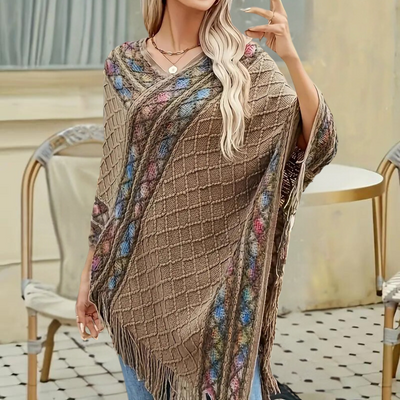 Zoi - Stylischer Boho Poncho für Frauen mit modischem V-Ausschnitt