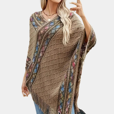 Zoi - Stylischer Boho Poncho für Frauen mit modischem V-Ausschnitt