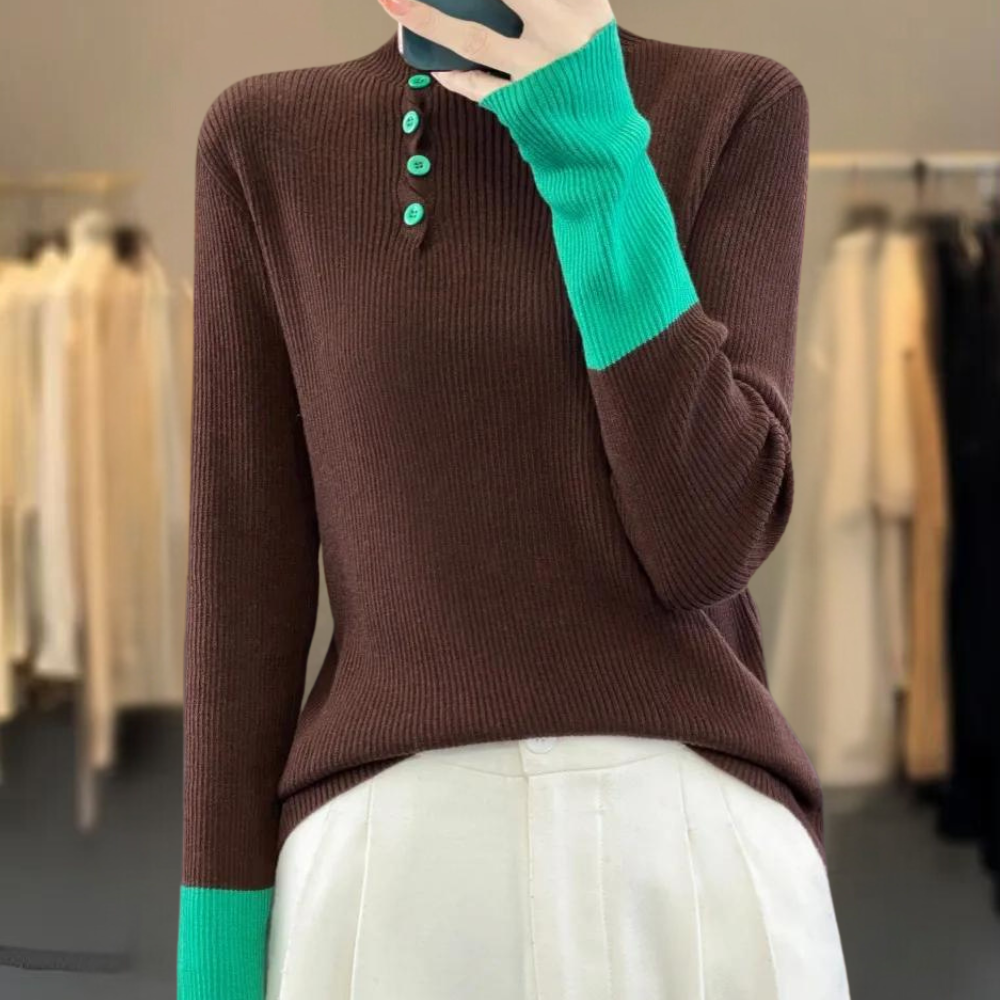 Rhea - Stylischer Damenpullover mit schickem hohen Kragen