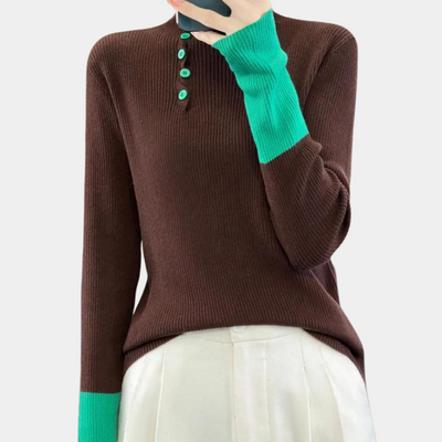 Rhea - Stylischer Damenpullover mit schickem hohen Kragen