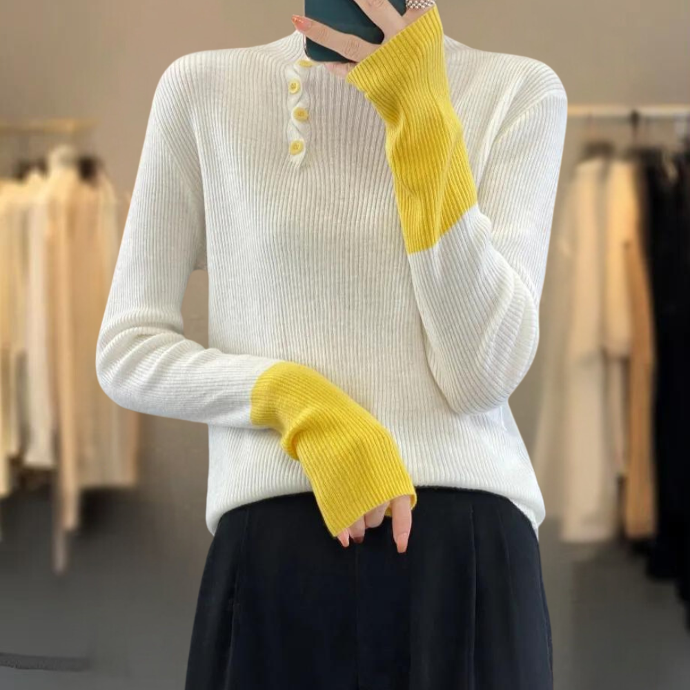 Rhea - Stylischer Damenpullover mit schickem hohen Kragen