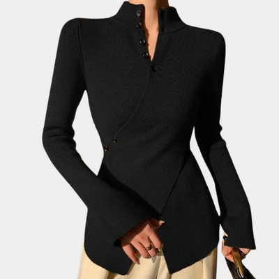 Rudolfa - Luxe Comfort Damen-Wickelpullover mit hohem Halsausschnitt