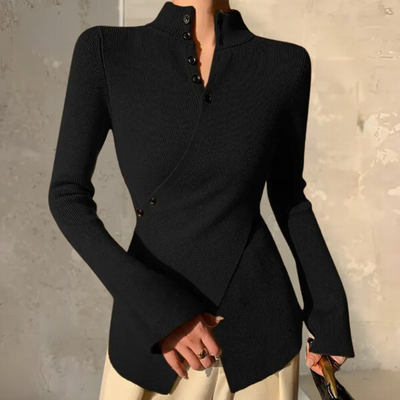 Rudolfa - Luxe Comfort Damen-Wickelpullover mit hohem Halsausschnitt