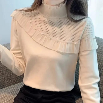 Zuleika - Schicker Damenpullover mit eleganten Perlen verziert